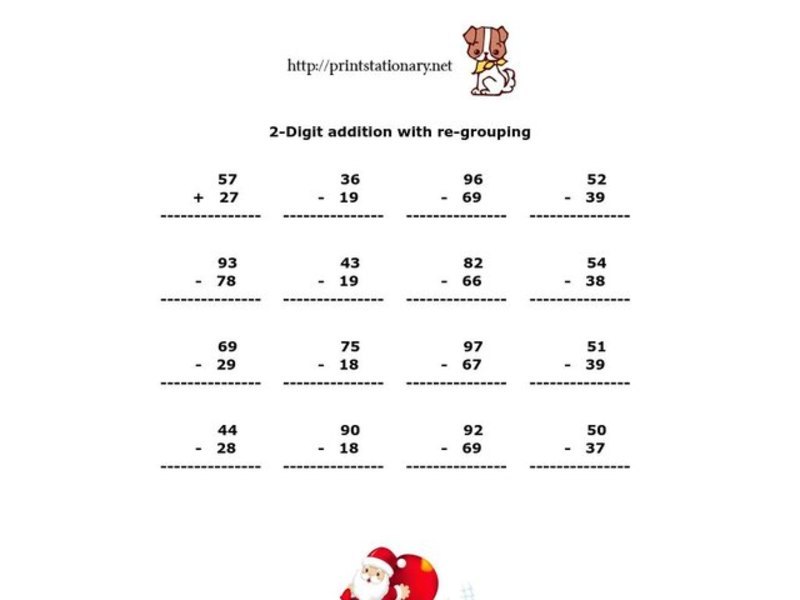 2-Digit Addition With Regrouping Worksheet