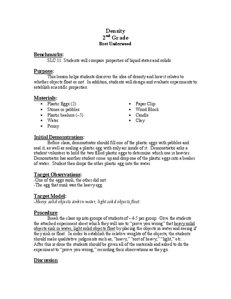 Density Lesson Plan