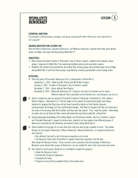 Democracy Lesson Plan