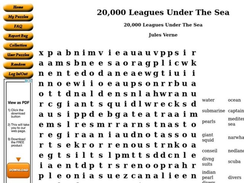 20,000 Leagues Under The Sea Worksheet