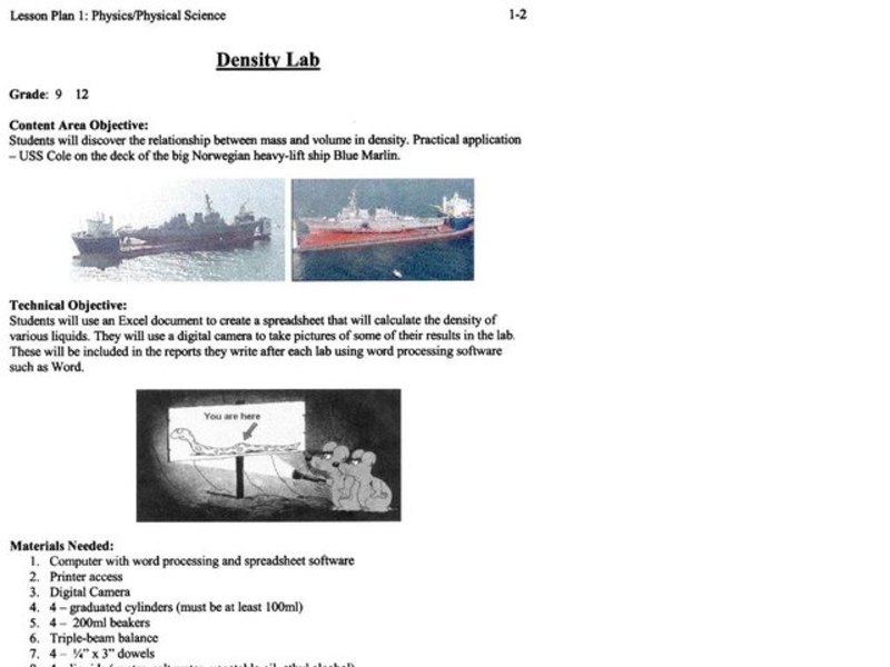 Density Lab Lesson Plan