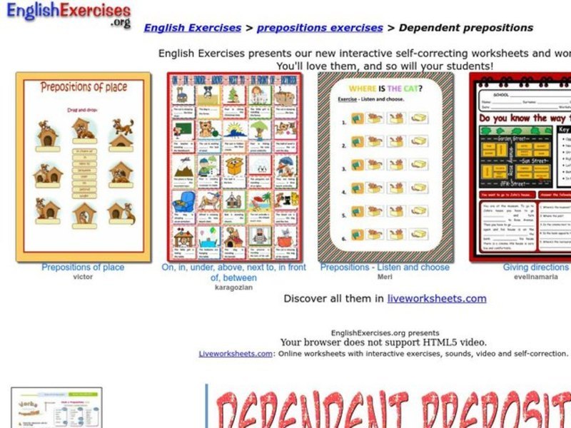 Dependent Prepositions Interactive