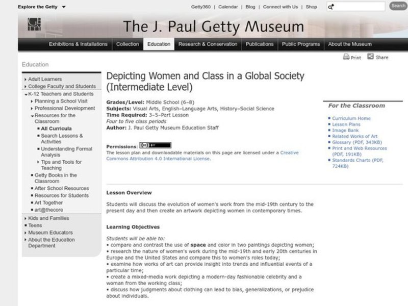 Depicting Women and Class in a Global Society Lesson Plan