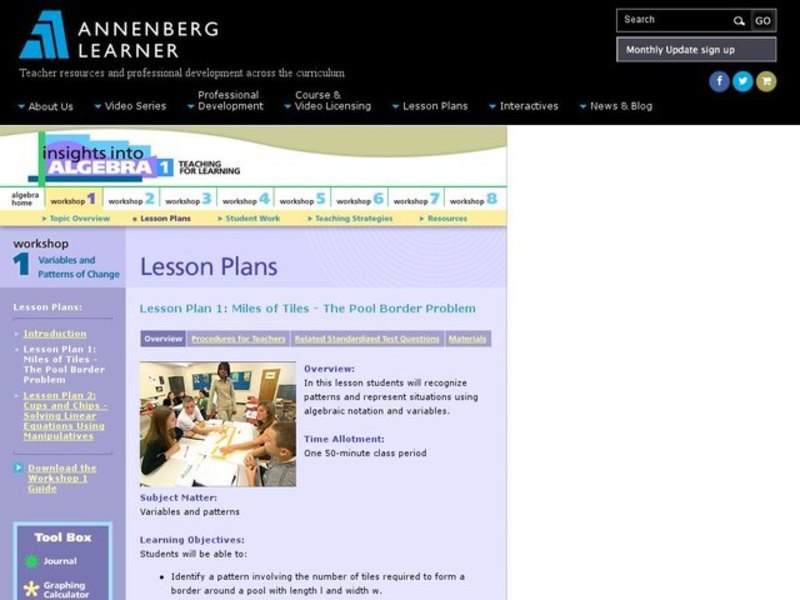 Miles of Tiles - The Pool Border Problem Lesson Plan