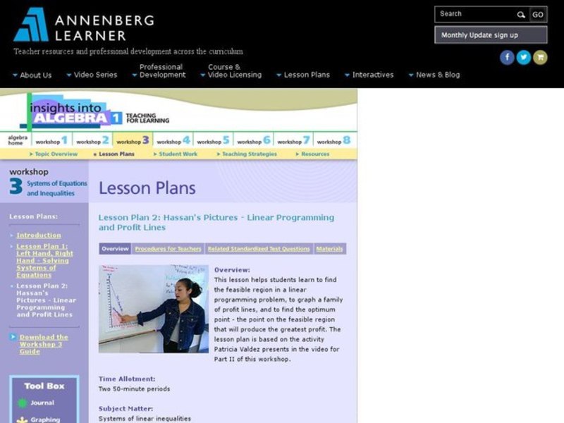 Hassan's Pictures - Linear Programming and Profit Lines Lesson Plan