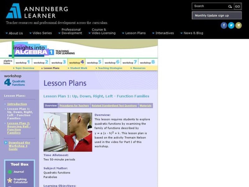 Up, Down, Right, Left - Function Families Lesson Plan