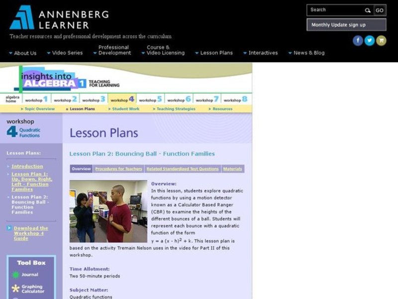 Bouncing Ball : Function Families Lesson Plan