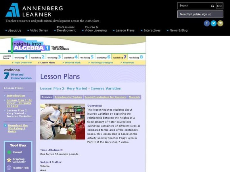 Very Varied - Inverse variation Lesson Plan