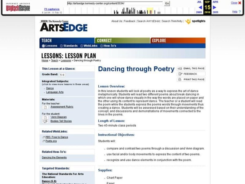 Dancing through Poetry Lesson Plan