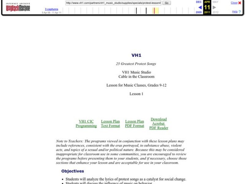 25 Greatest Protest Songs Lesson Plan