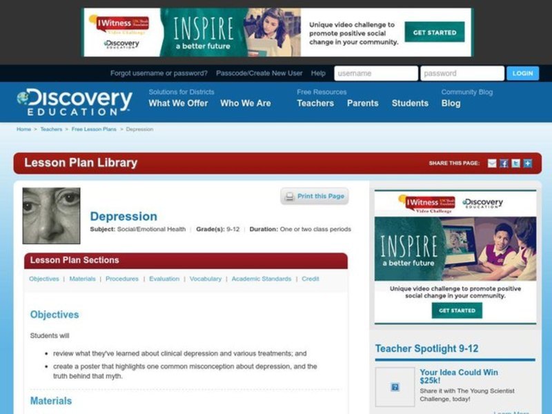 Depression Lesson Plan