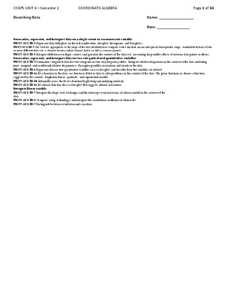 Describing Data Unit Plan
