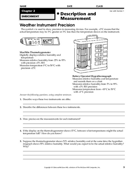 Description and Measurement Worksheet
