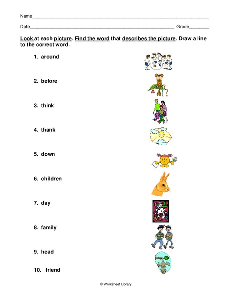 Descriptive Words Worksheet