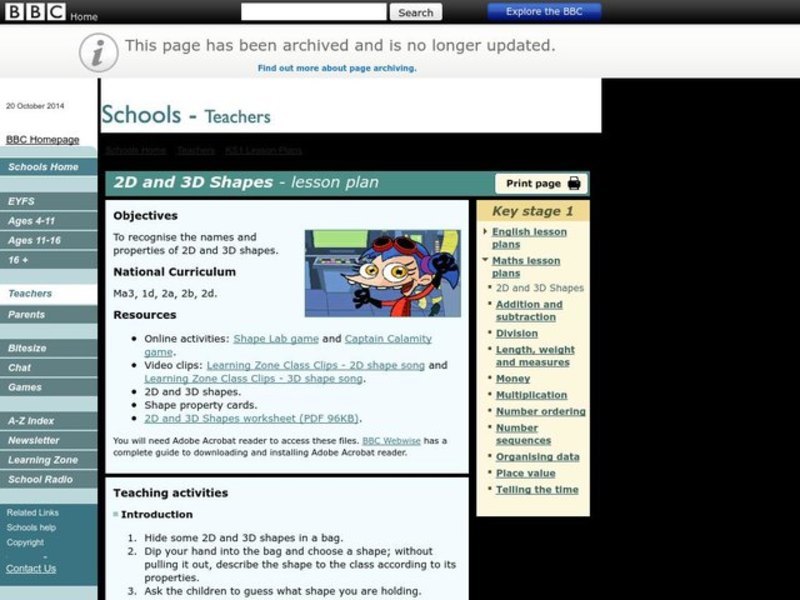 2D and 3D Shapes Lesson Plan