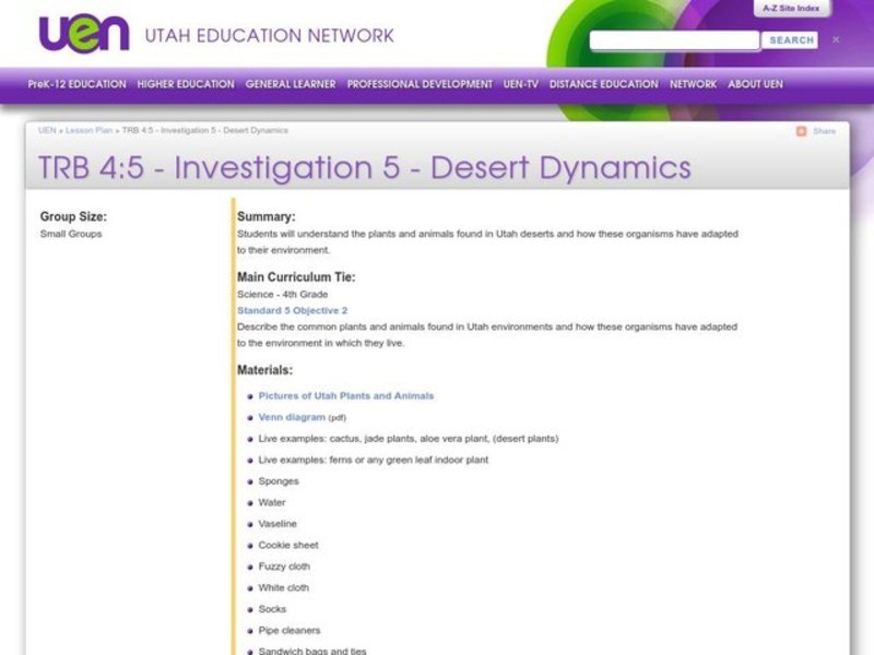 Desert Dynamics Lesson Plan