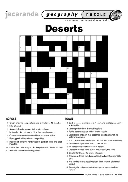 Deserts Puzzle Worksheet