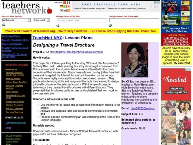 Designing a Travel Brochure Lesson Plan