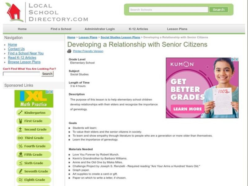 Developing a Relationship with Senior Citizens Lesson Plan
