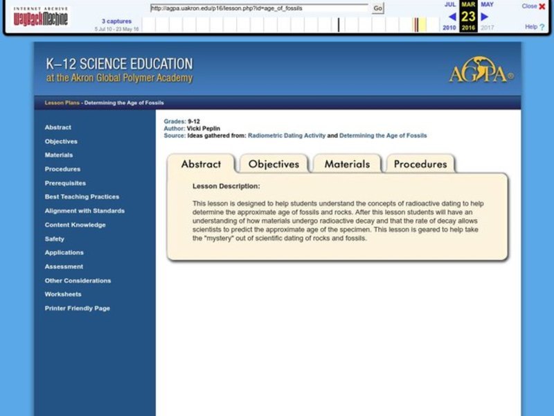 Determining the Age of Fossils Lesson Plan