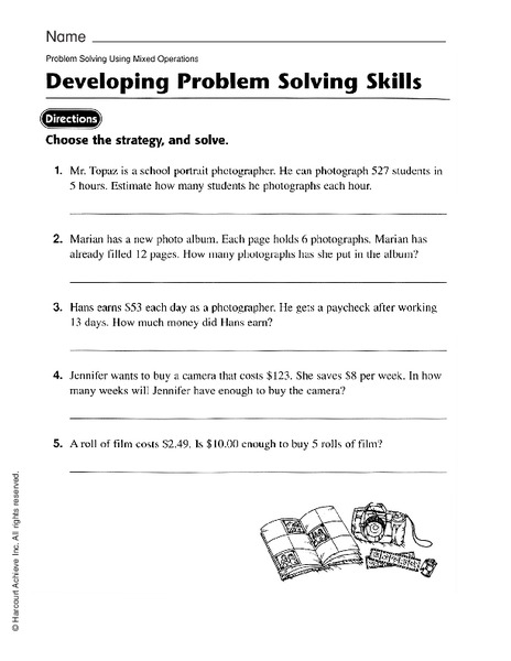 Developing Problem Solving Skills Worksheet