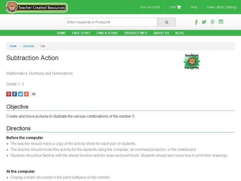 Subtraction Action Lesson Plan