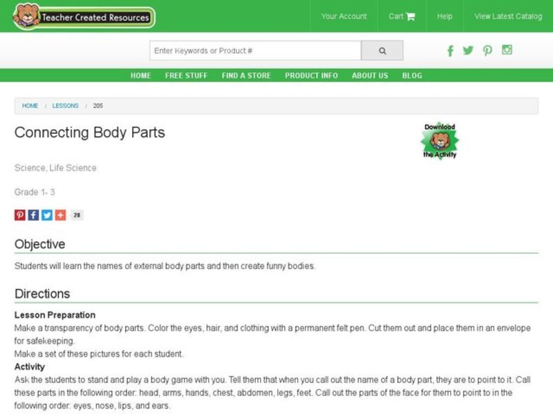 Connecting Body Parts Lesson Plan