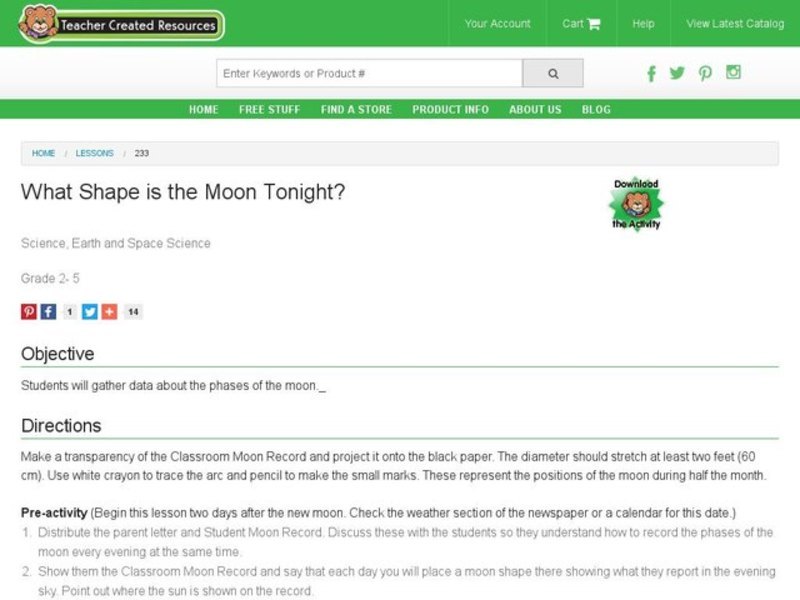 What Shape is the Moon Tonight? Lesson Plan