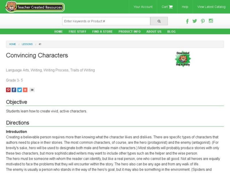 Convincing Characters Lesson Plan