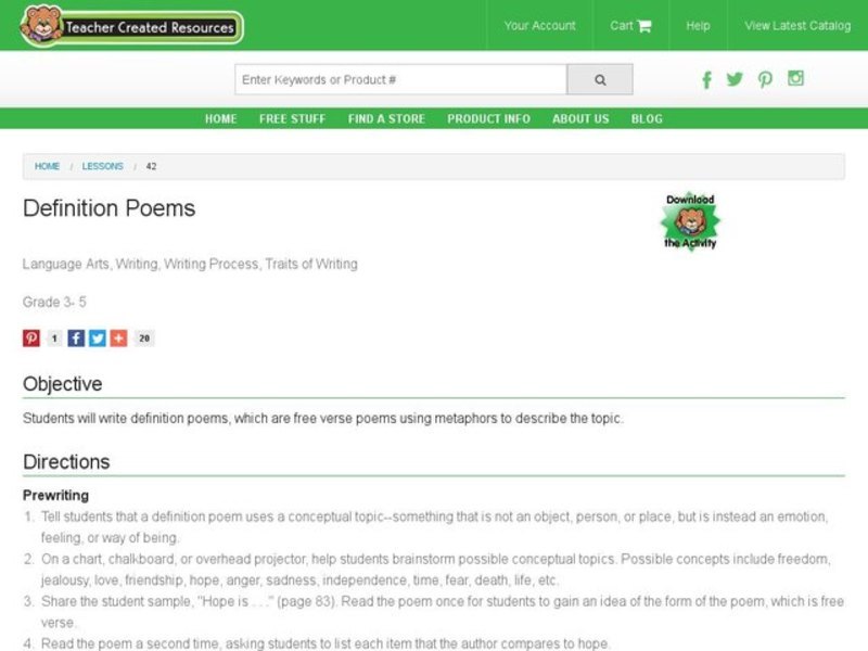 Definition Poems Lesson Plan