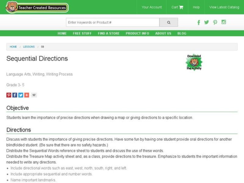 Sequential Directions Lesson Plan