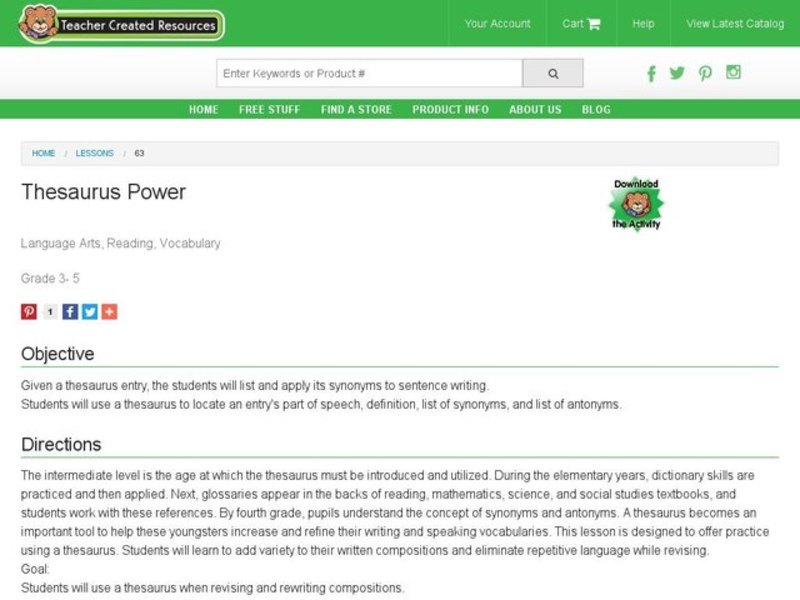Thesaurus Power Lesson Plan