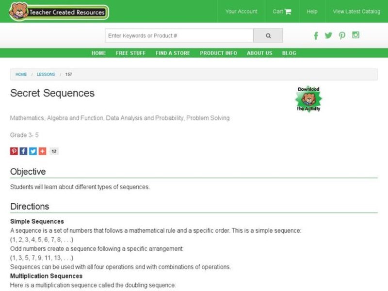 Secret Sequences Lesson Plan