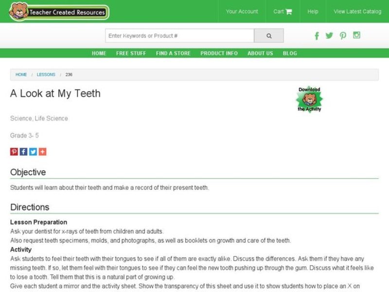 A Look at My Teeth Lesson Plan