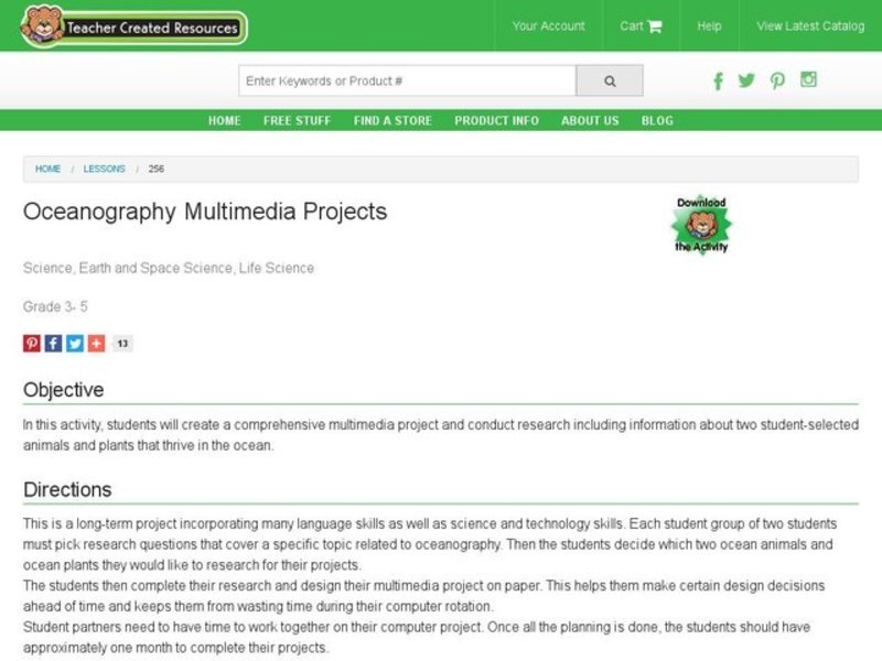 Oceanography Multimedia Projects Lesson Plan