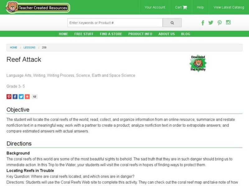 Reef Attack Lesson Plan