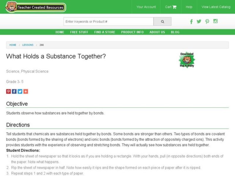 What Holds a Substance Together? Lesson Plan