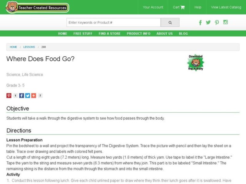 Where Does Food Go? Lesson Plan