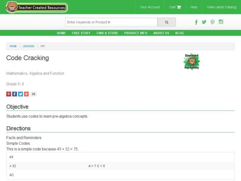 Code Cracking Lesson Plan