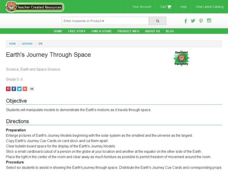 Earth's Journey Through Space Lesson Plan