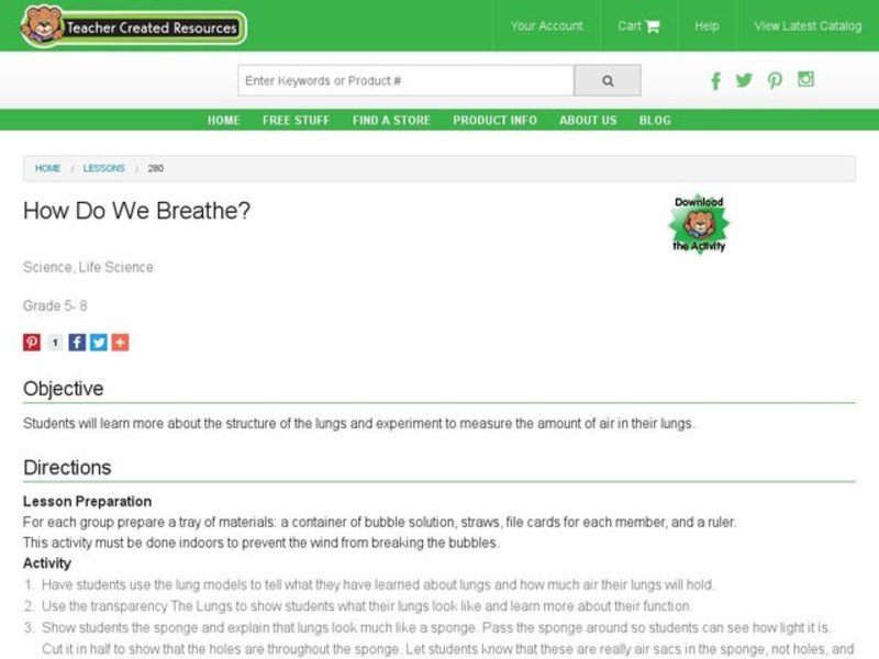 How Do We Breathe? Lesson Plan