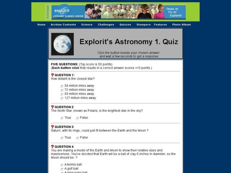 Astronomy 1 Quiz- Online Interactive Interactive