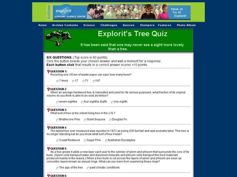Explorit's Tree Quiz Interactive
