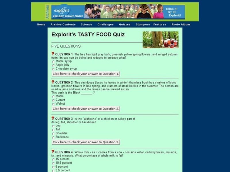 Explorit's Tasty Food Quiz Interactive