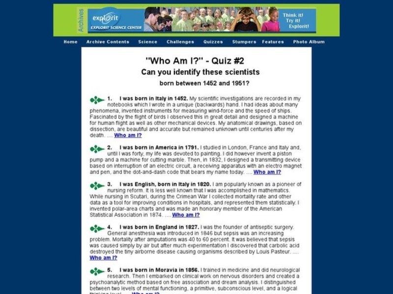 "Who Am I?" - Quiz #2 Interactive