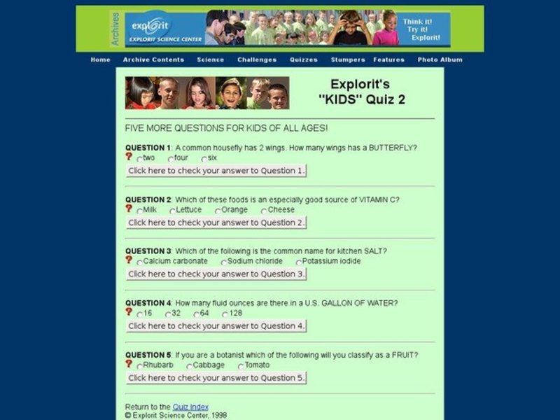 Explorit's "KIDS" Quiz 2 Interactive