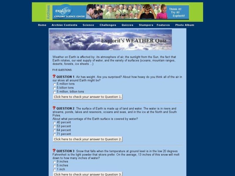 Explorit's Weather Quiz Interactive
