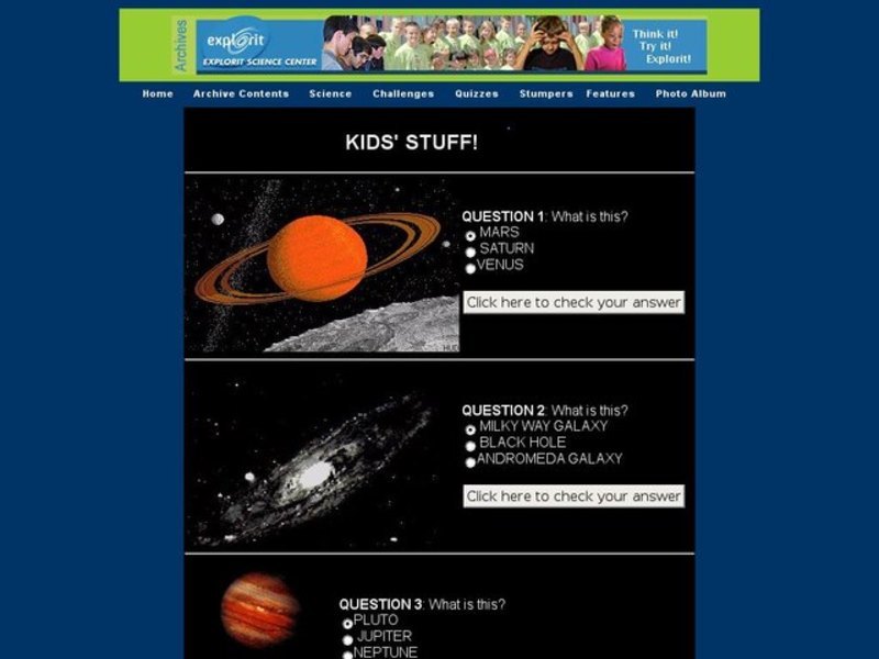 Kid's Stuff Space Quiz Interactive