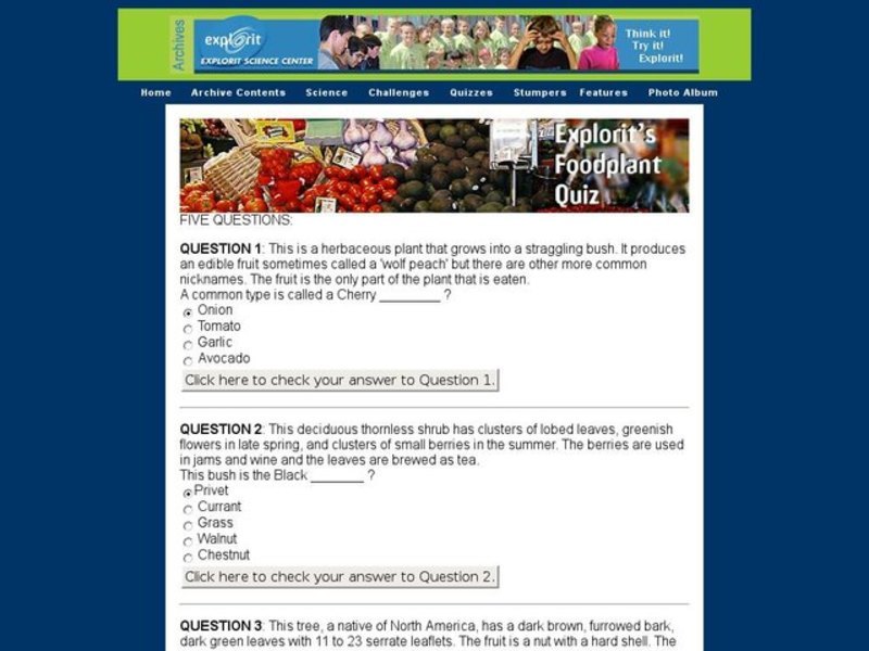 Explorit's Foodplant Quiz Interactive