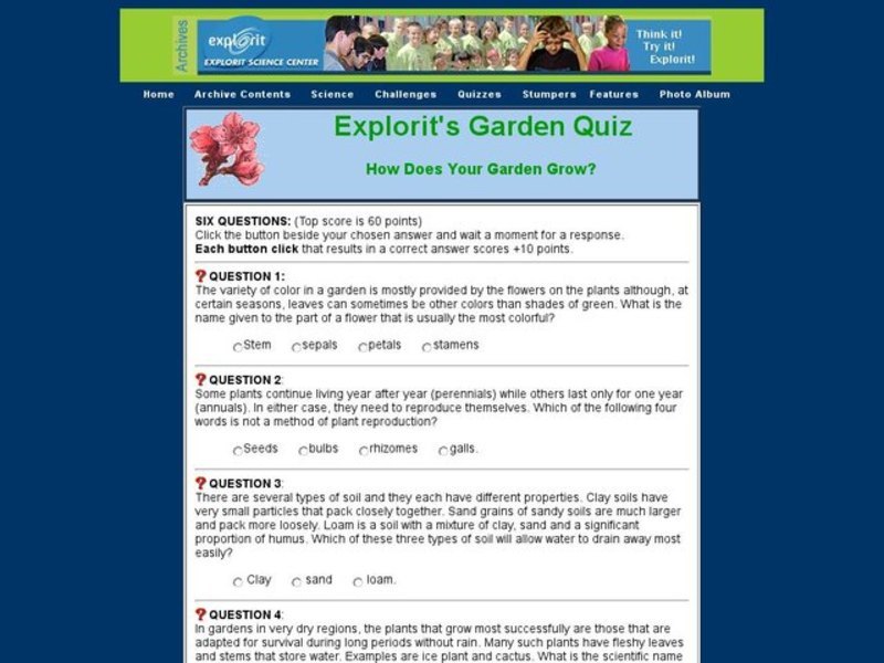 Explorit's Garden Quiz: How Does Your Garden Grow? Interactive